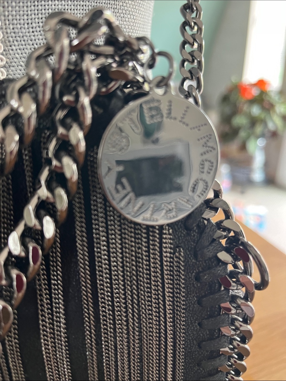 Stella McCartney Black Metal Fringe Chain Crossbody Bag - Picture 4 of 7
